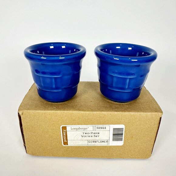 NEW Longaberger Woven Traditions Votive Cups Set of 2 Cornflower Blue USA Made - Picture 4 of 9